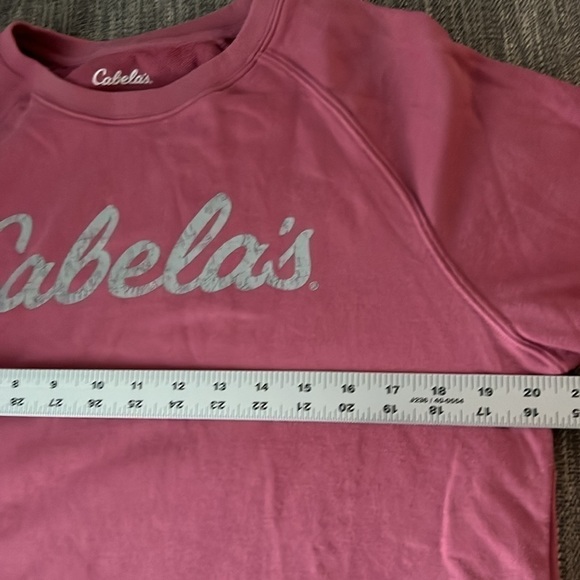 Cabelas Womens Logo Crewneck Mauve w Gray Worn Look Logo Size Med - Picture 5 of 7